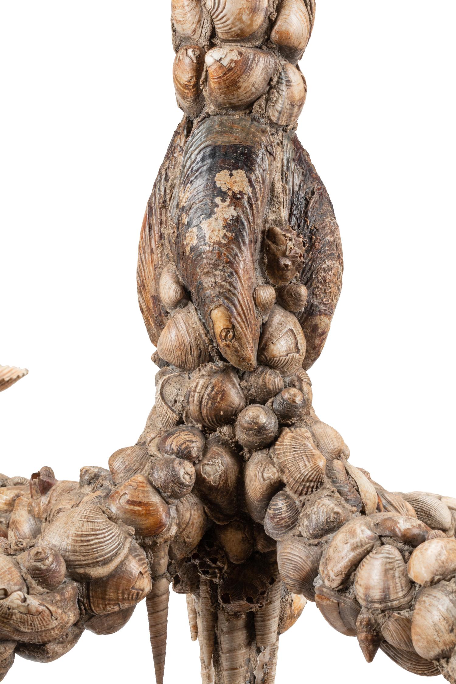 A Shell-Encrusted Grotto Four-Light Chandelier
