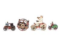 Four Lehmann Tin Lithograph Windup Toy Vehicles
