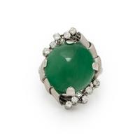 JADEITE JADE AND DIAMOND RING