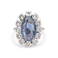 UNHEATED CEYLON SAPPHIRE AND DIAMOND RING