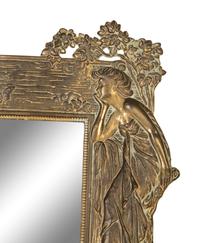 Three Art Nouveau Patinated Bronze Standing Picture Frames