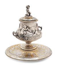 A Christofle Silver-Plate and Parcel Gilt Covered Jar and Underplate