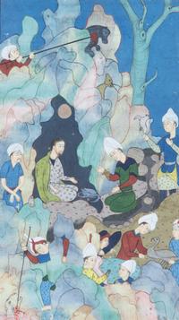 Four Persian Illuminated Manuscript Pages Sight size 8 1/2 x 4 inches. — 19TH CENTURY