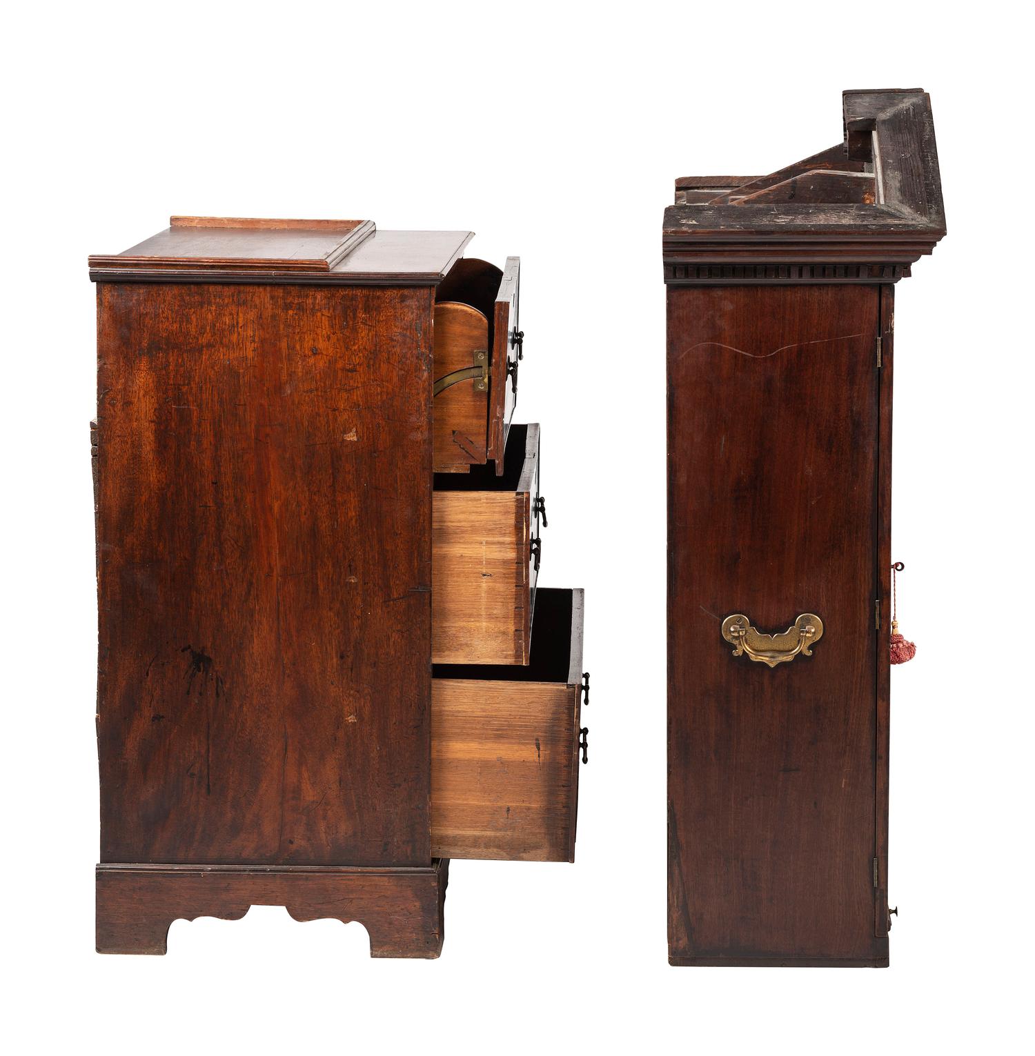 A George III Mahogany Bureau Bookcase