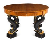 A Biedermeier Parcel Ebonized Birch Extension Dining Table