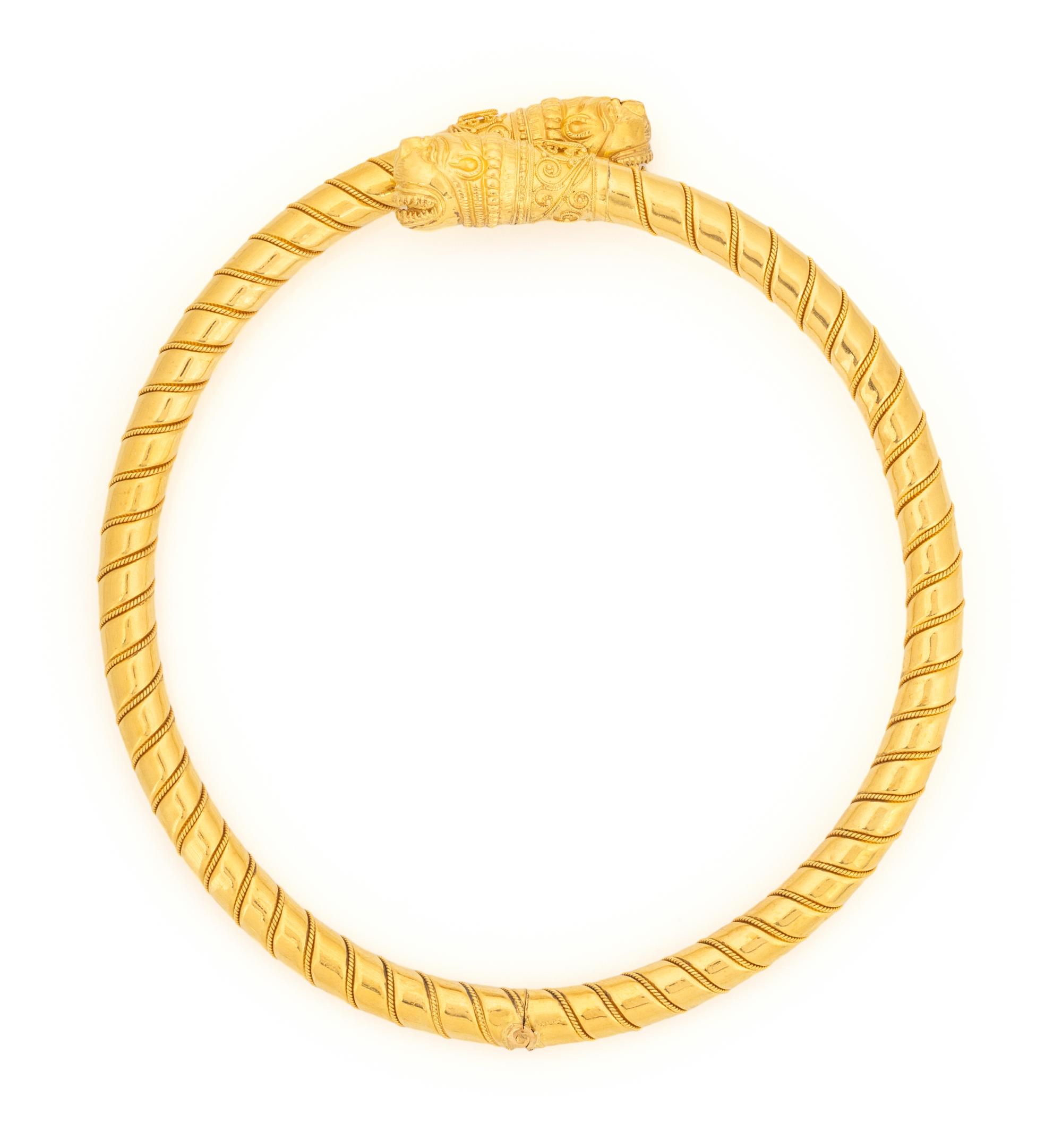 LALAOUNIS, YELLOW GOLD TORQUE NECKLACE