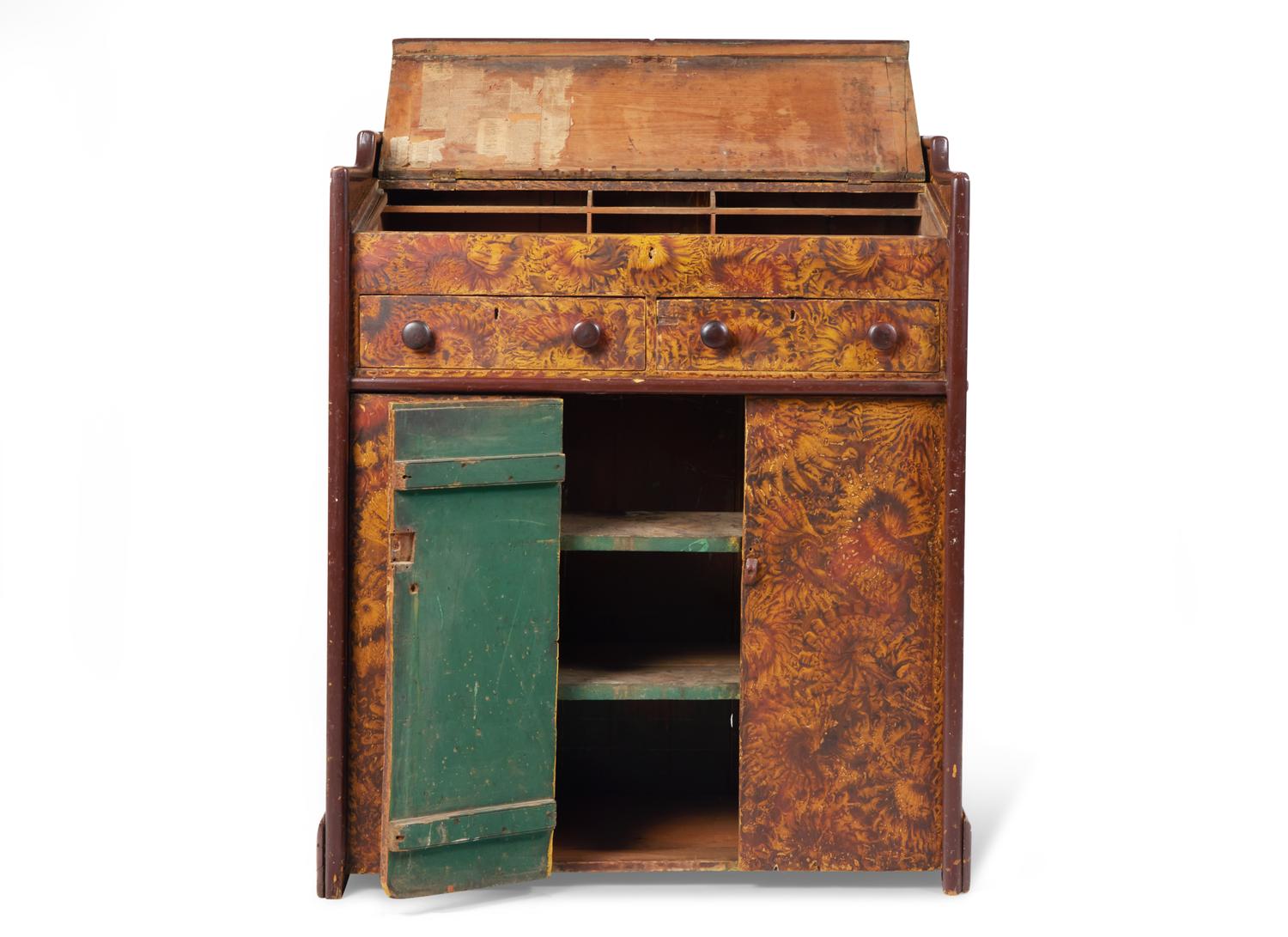 A Classical Painted and Vinegar Grained Standing Desk