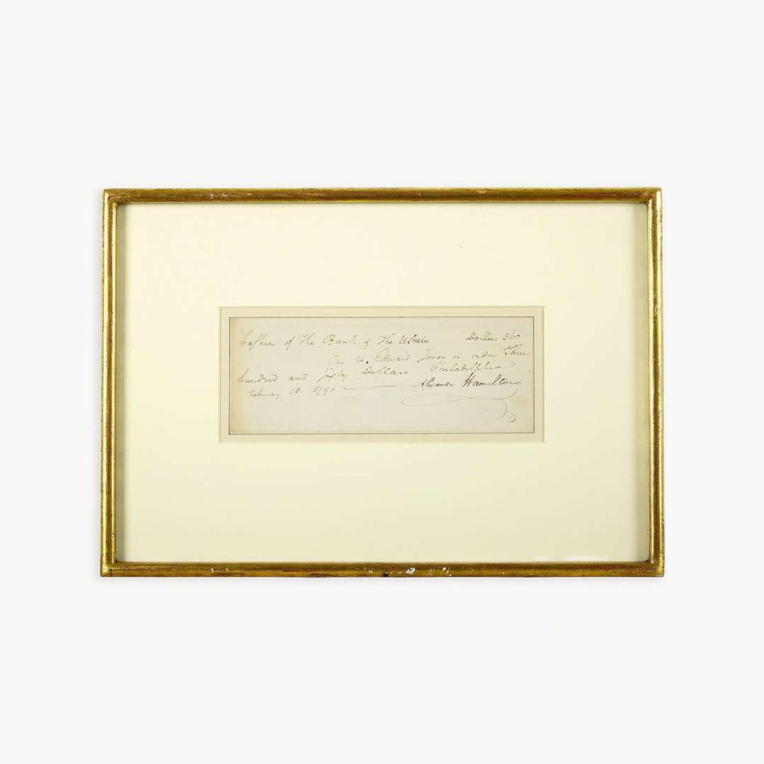 [Hamilton, Alexander] [First Bank of the United States] Autograph Check, signed