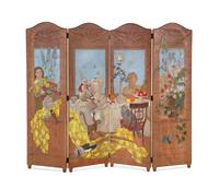 A Painted Canvas Four-Panel Floor Screen by Frederick Arthur Jessup (Australian, 1920-2007)