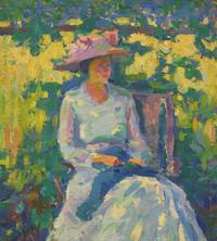 Ernest Lawson (American/Canadian, 1873–1939) — Figure Study, Mrs. Holland , c. 1920