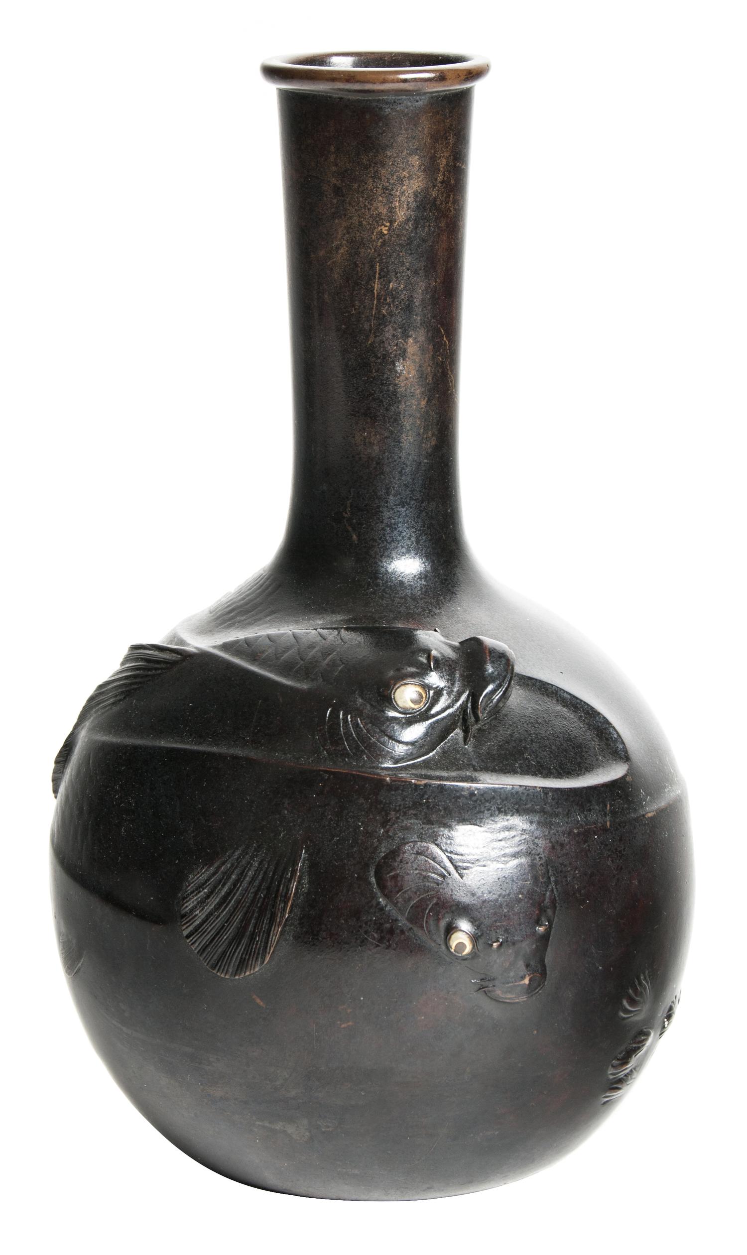 A Japanese Bronze Vase Height 12 inches. — 20TH CENTURY
