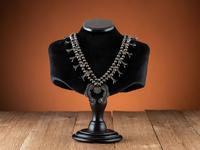 Navajo Silver and Blue Gem Turquoise Squash Blossom Necklace