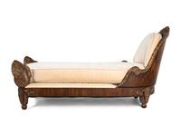 A Maitland-Smith Empire Style Walnut and Parcel Gilt Daybed