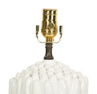 A Pair of White Glazed Ceramic Models of Asparagus Mounted as Lamps — 20TH CENTURY