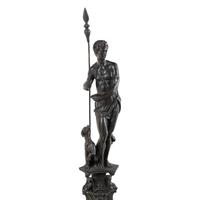 A Large Pair of Renaissance Revival Patinated Bronze Figural Andirons