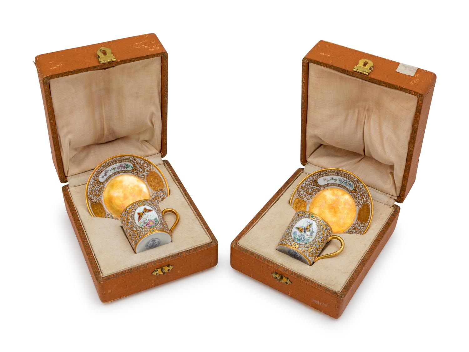 A Pair of Sevres Porcelain Cabinet Cups and Saucers