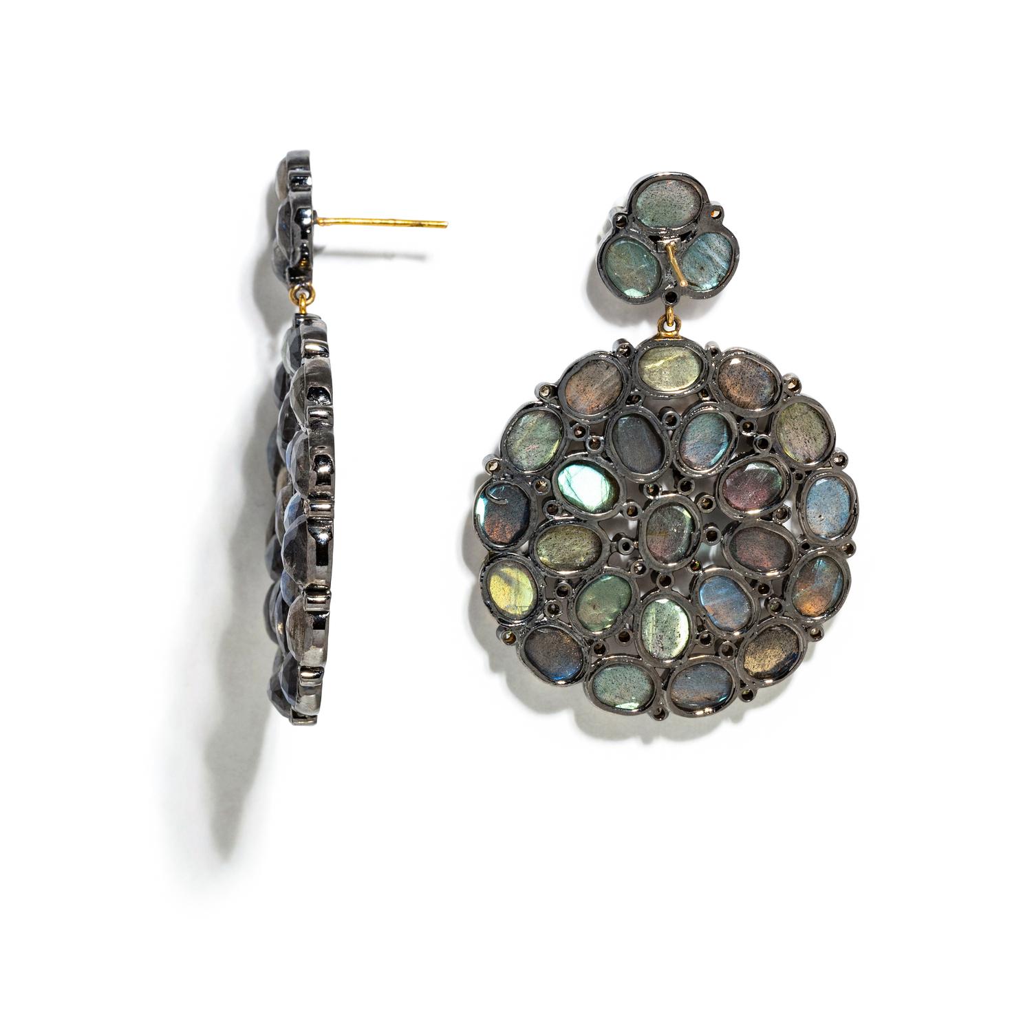 LABRADORITE BANGLE BRACELET AND EARRINGS