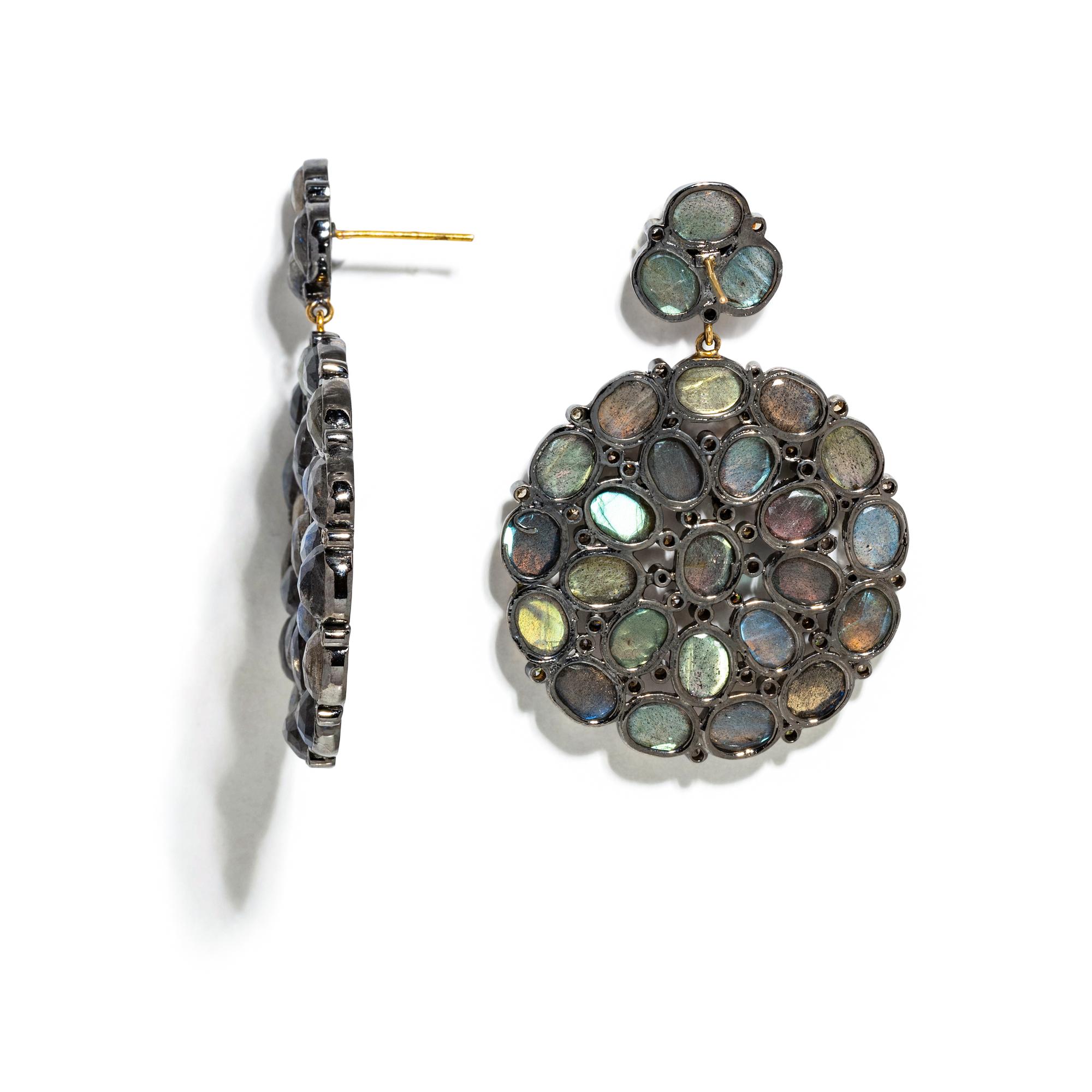LABRADORITE BANGLE BRACELET AND EARRINGS