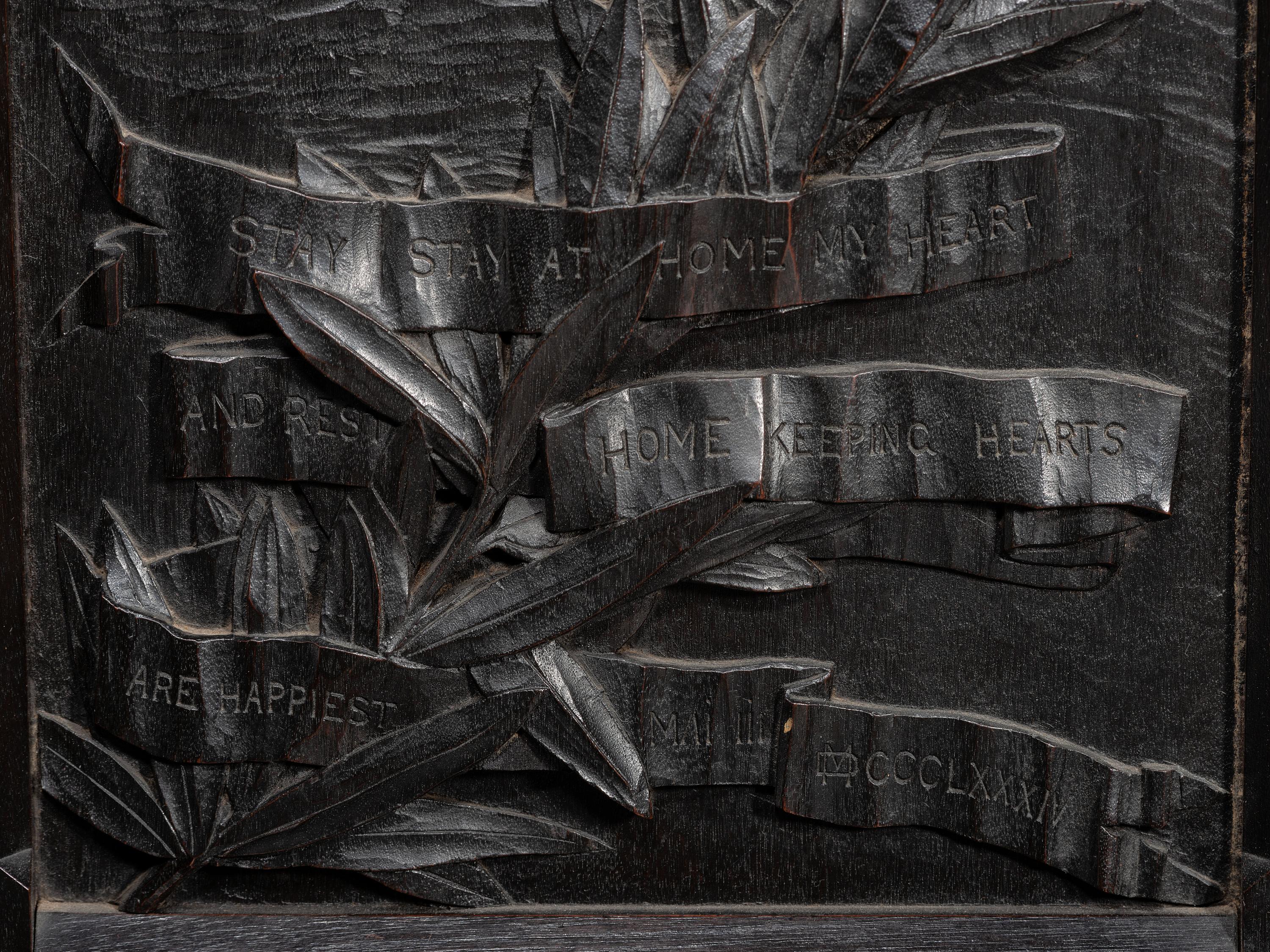 Cincinnati Art-Carved Bench with Inset Painted Panels, 1884