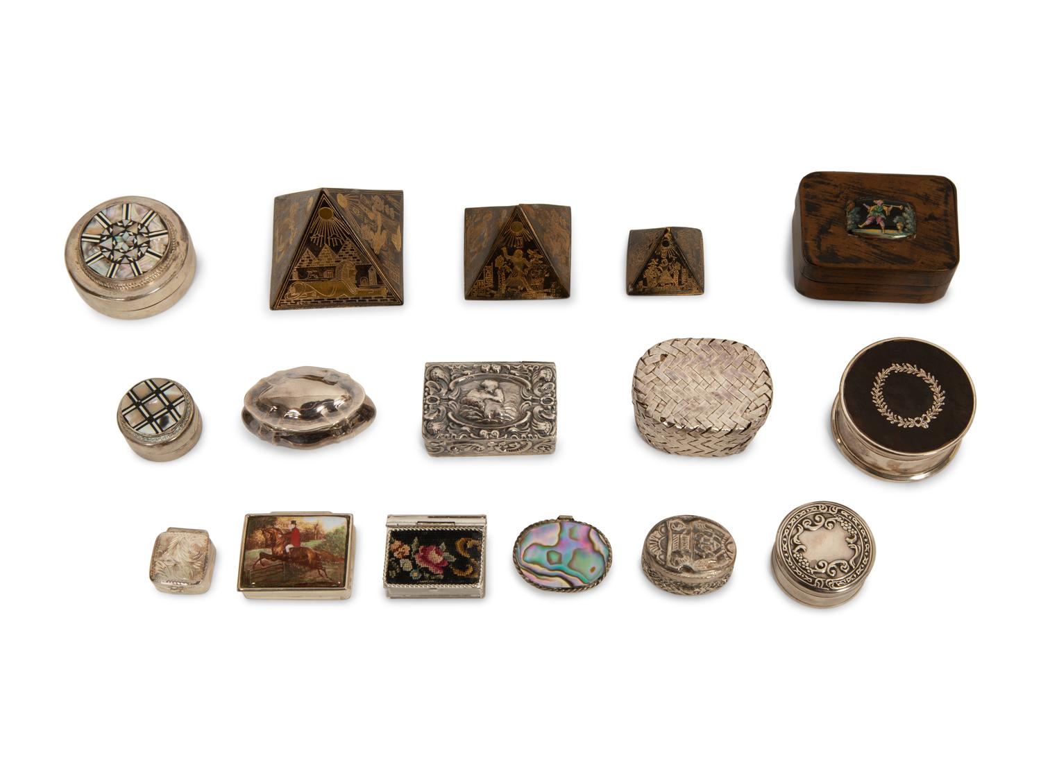 A Collection of Silver Pill Boxes