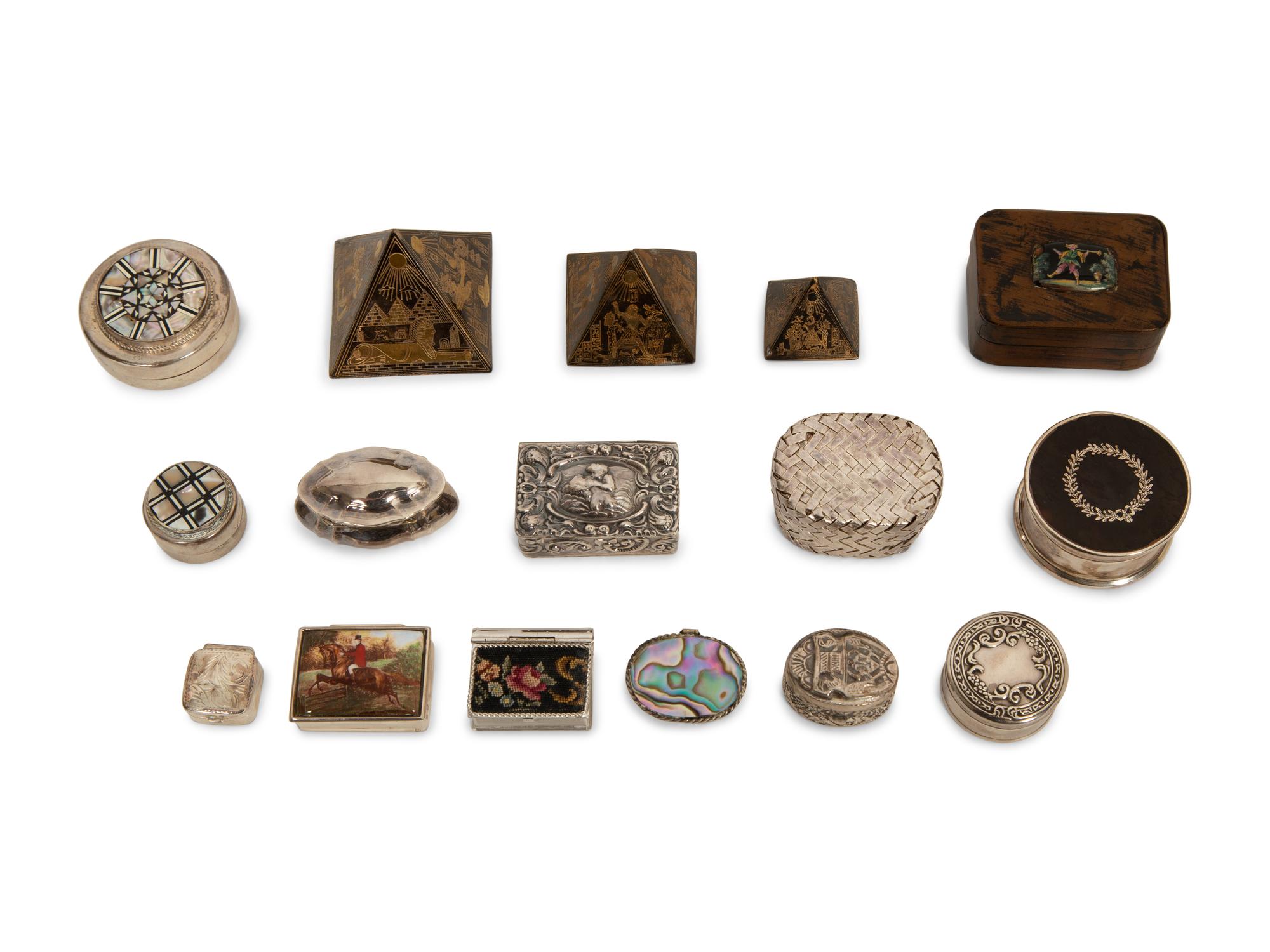 A Collection of Silver Pill Boxes