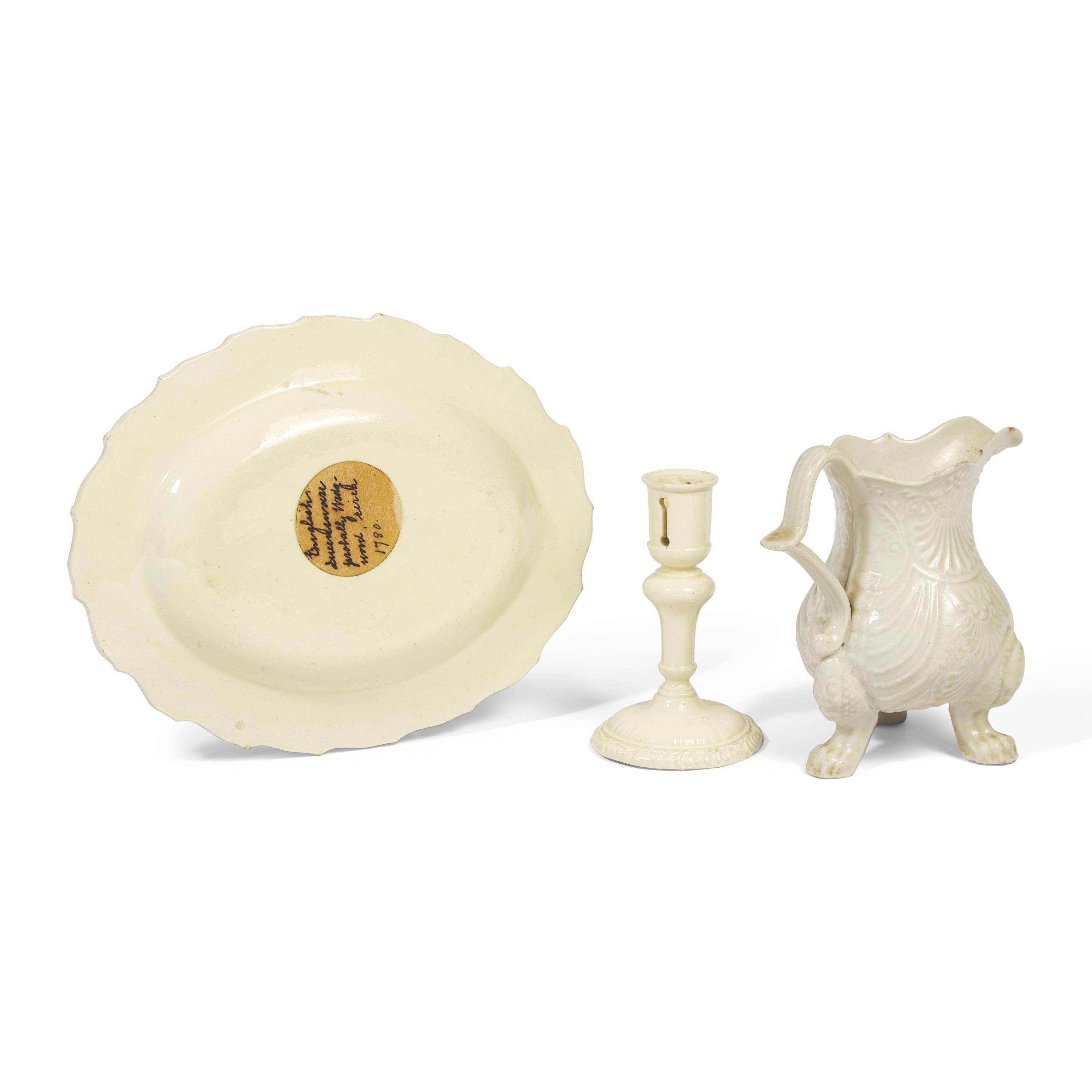 A Staffordshire Molded Salt-Glazed Stoneware Creamer