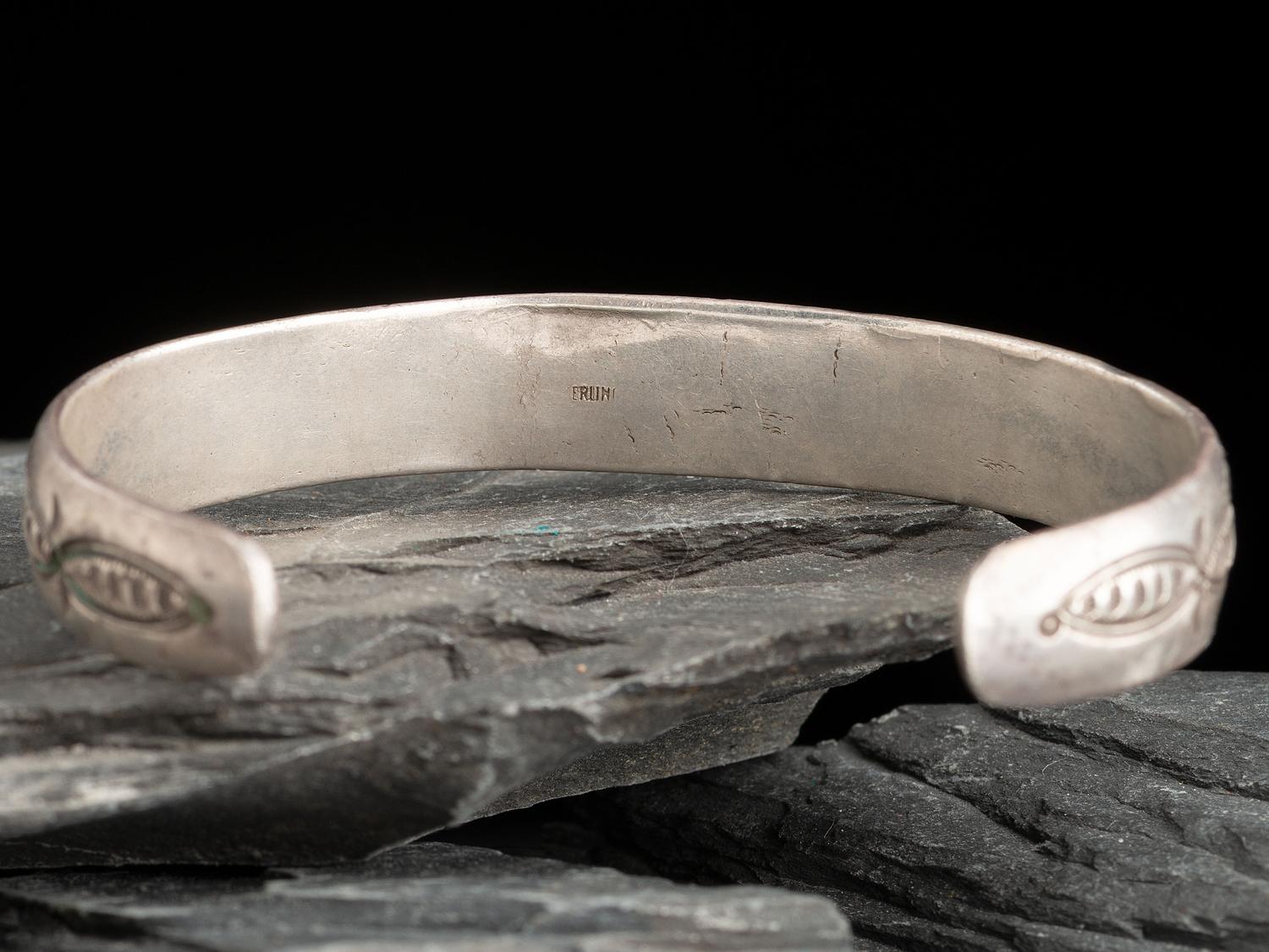 Slender Navajo Stamped Sterling Silver Cuff Bracelet