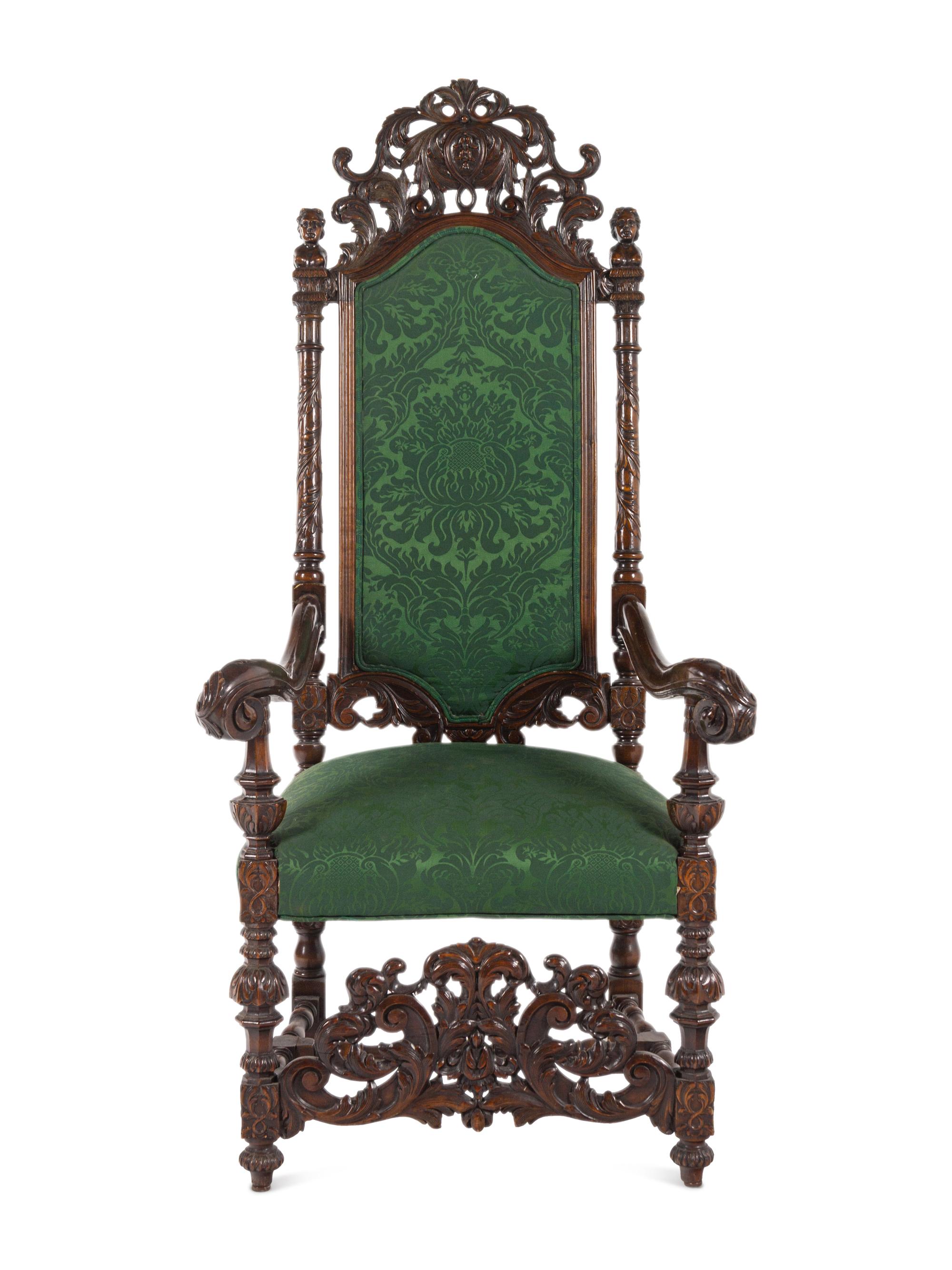 A William and Mary Style Carved Walnut Armchair