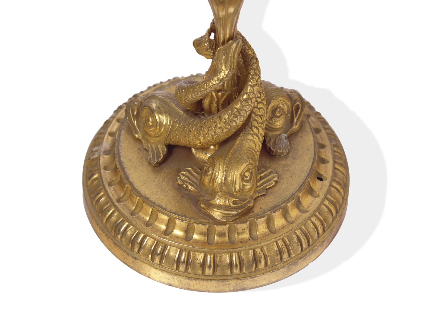 A Pair of Continental Gilt Bronze Candlesticks