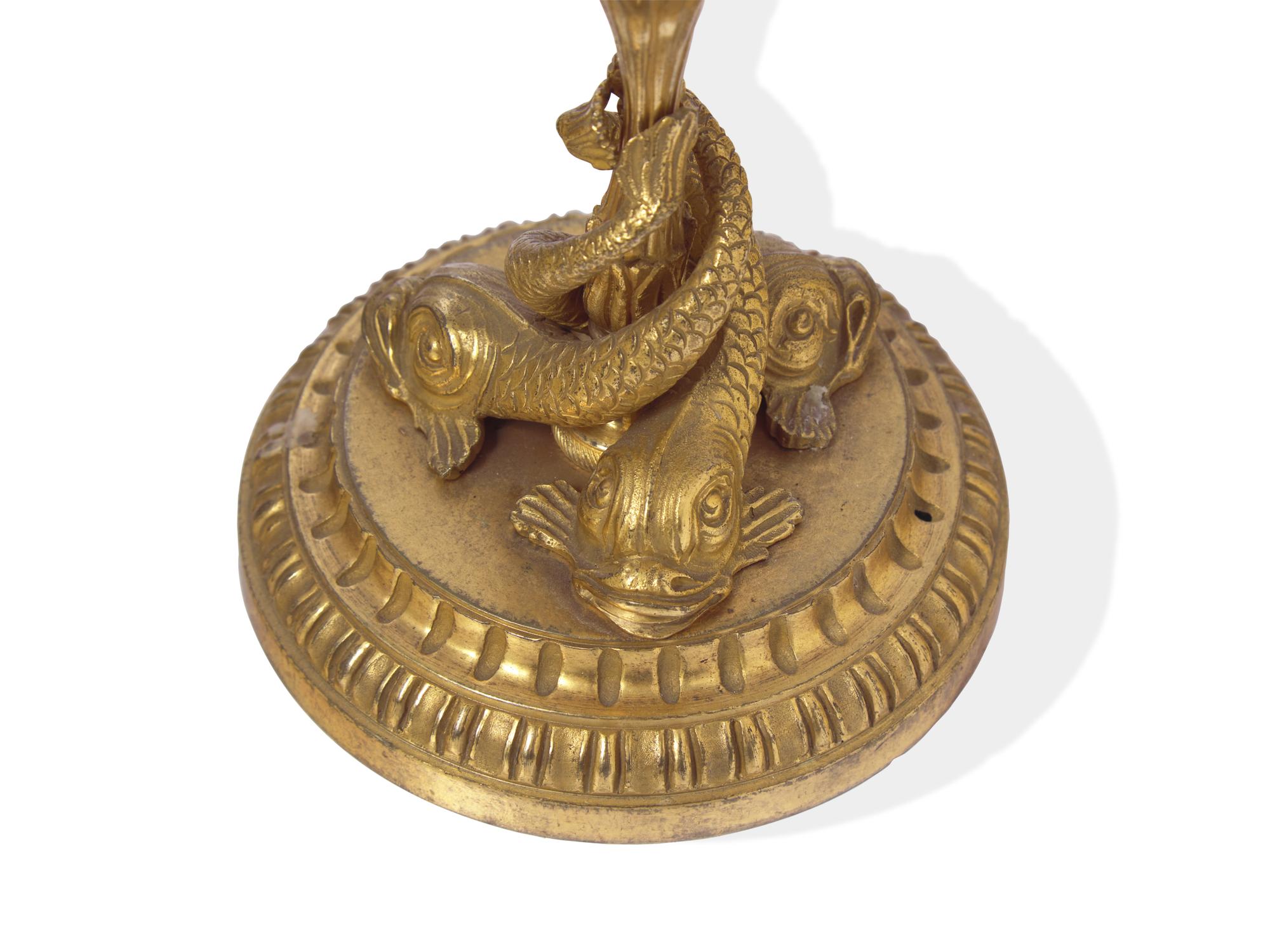 A Pair of Continental Gilt Bronze Candlesticks