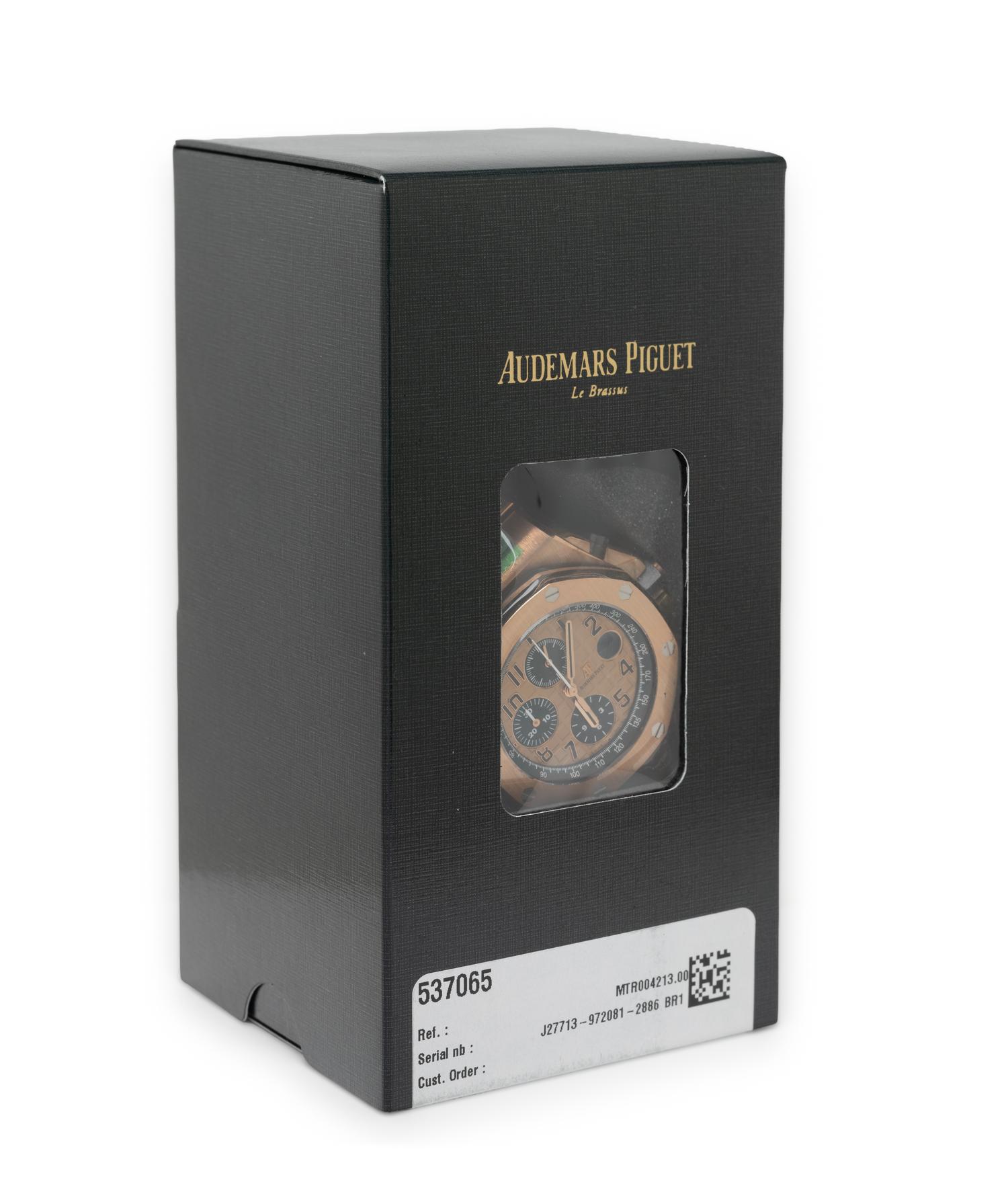 Audemars Piguet, Ref. 26470OR.OO.1000OR.01.A, 18K Rose Gold 'Royal Oak' 'Offshore' 'Service Sealed' Chronograph Date Watch, with Extract From The Archives, Service Box & Service Papers