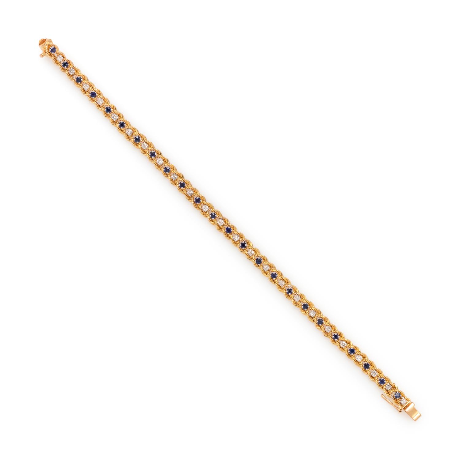 YELLOW GOLD, DIAMOND AND SAPPHIRE BRACELET