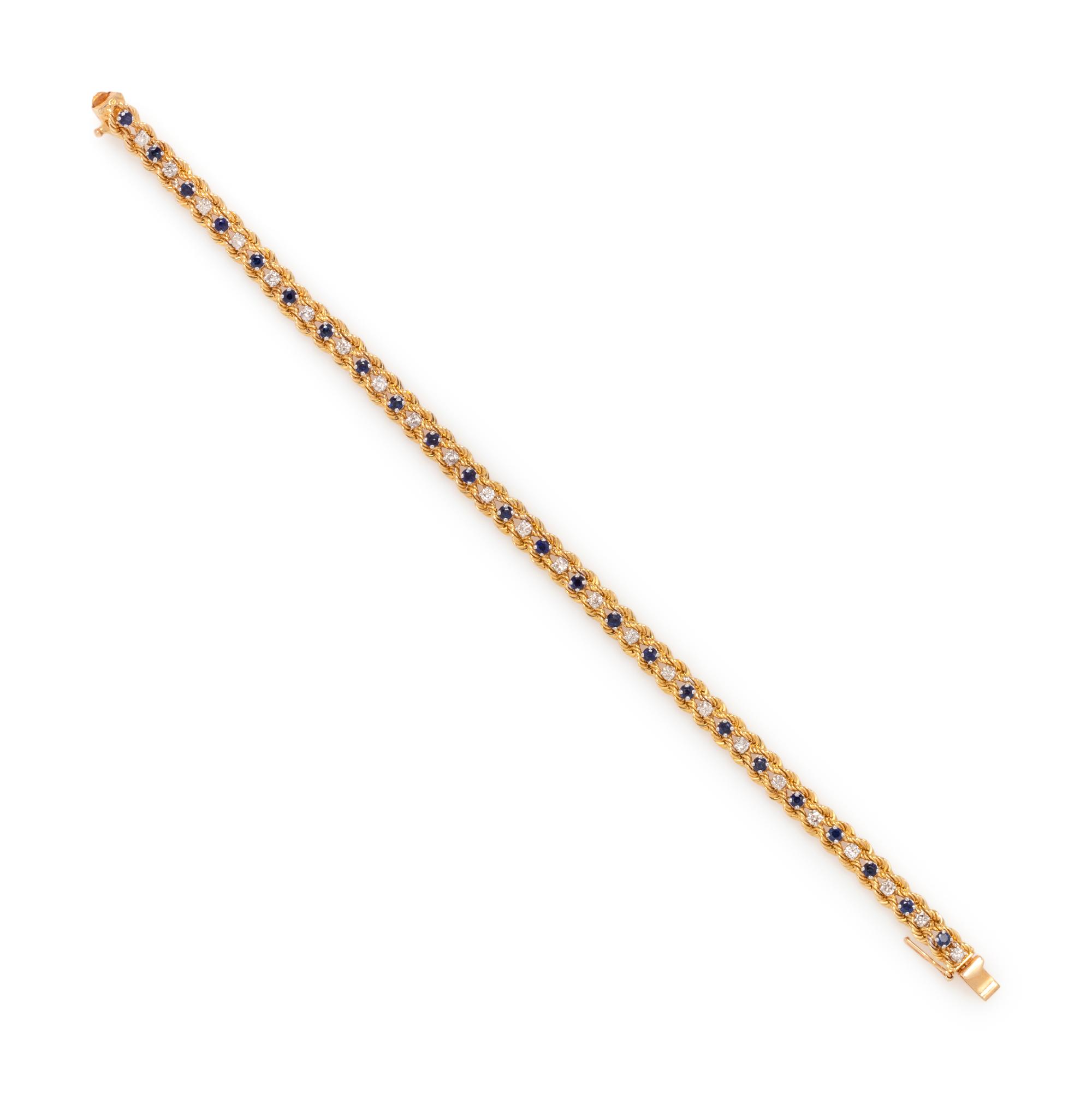 YELLOW GOLD, DIAMOND AND SAPPHIRE BRACELET