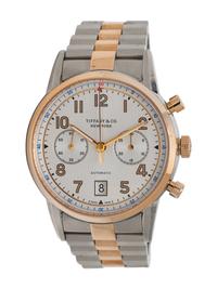 TIFFANY & CO., STAINLESS STEEL AND 18K YELLOW GOLD 'CT60' CHRONOGRAPH WATCH