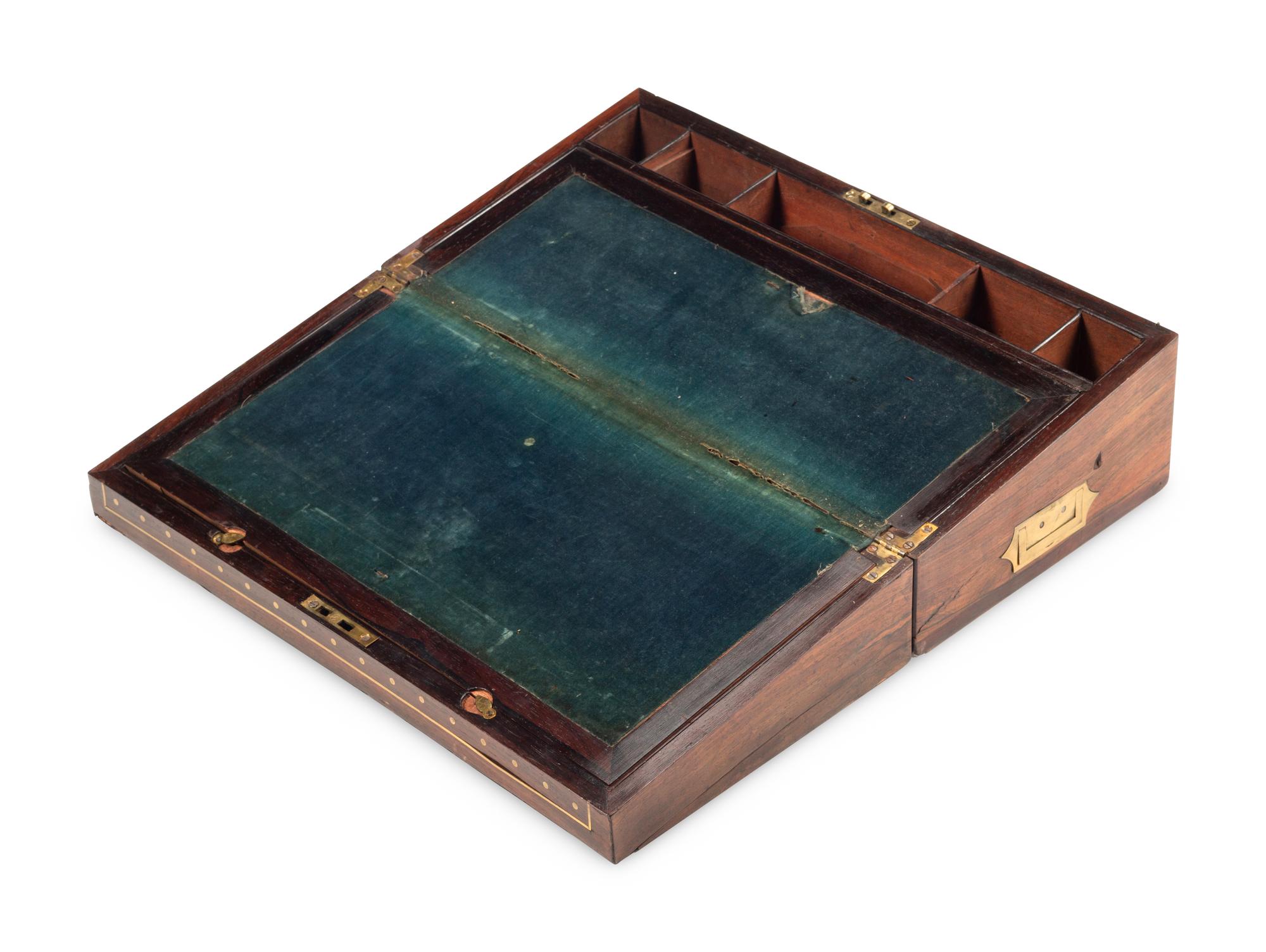 A Regency Brass-Inlaid Rosewood Writing Box