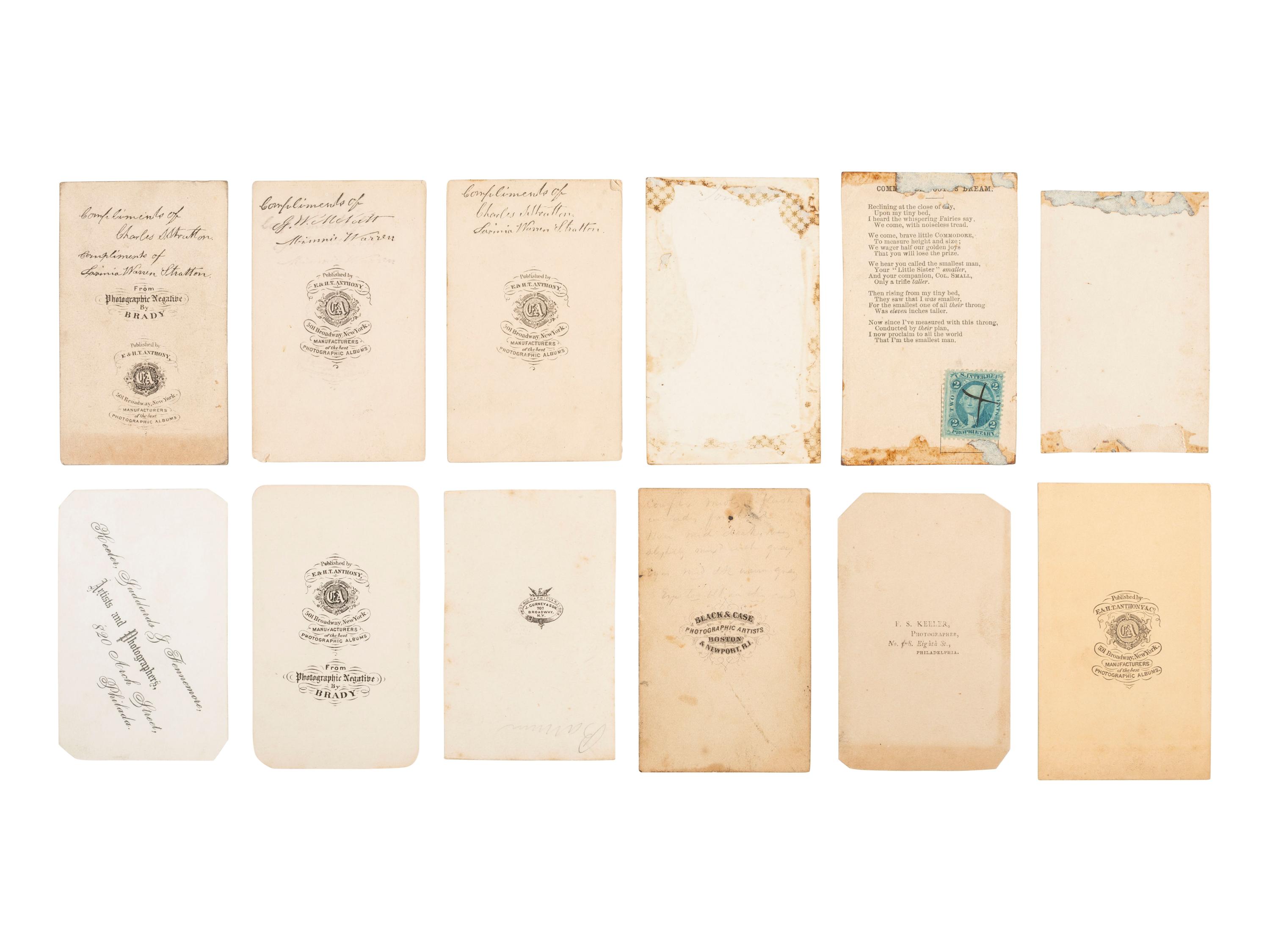 [CIRCUS & SIDESHOW PERFORMERS]. Collection of CDVs featuring PT Barnum, Tom Thumb, and others.