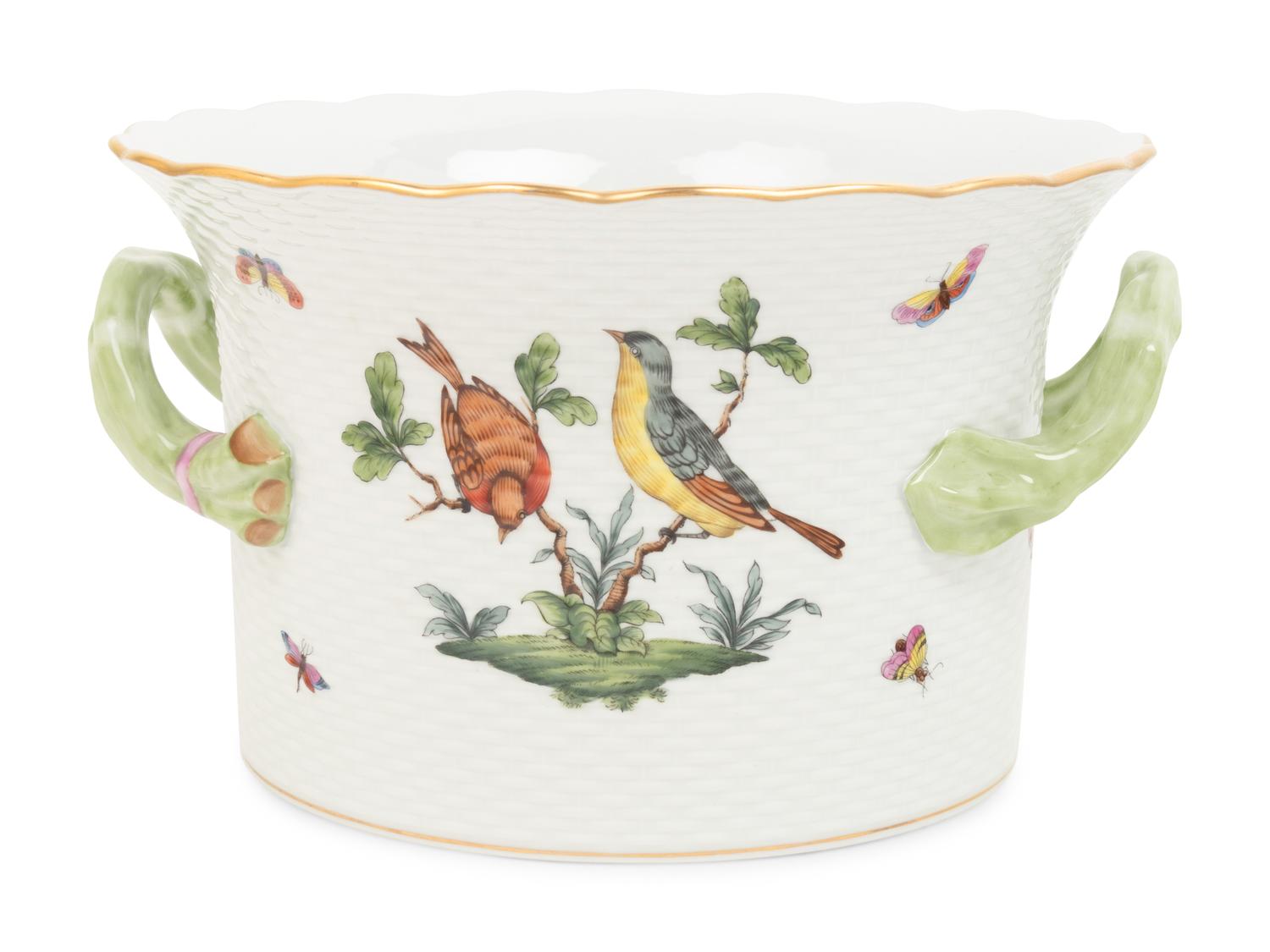 A Herend Porcelain Rothschild Bird Cache Pot