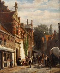 Cornelis Springer (Dutch, 1817-1891) — Street Scene, Amsterdam , 1865