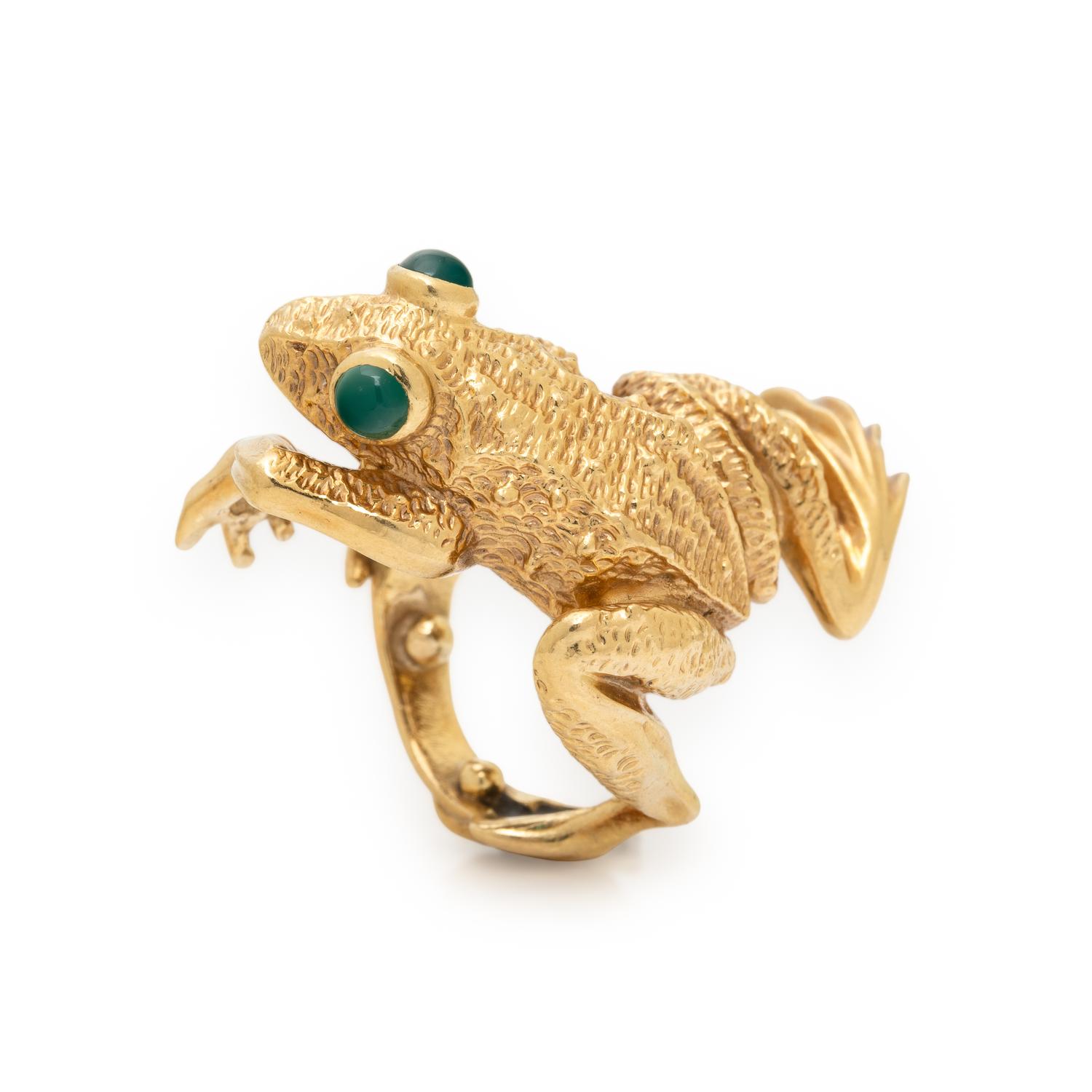 Kurt Wayne, Yellow Gold and Chrysoprase Frog Ring