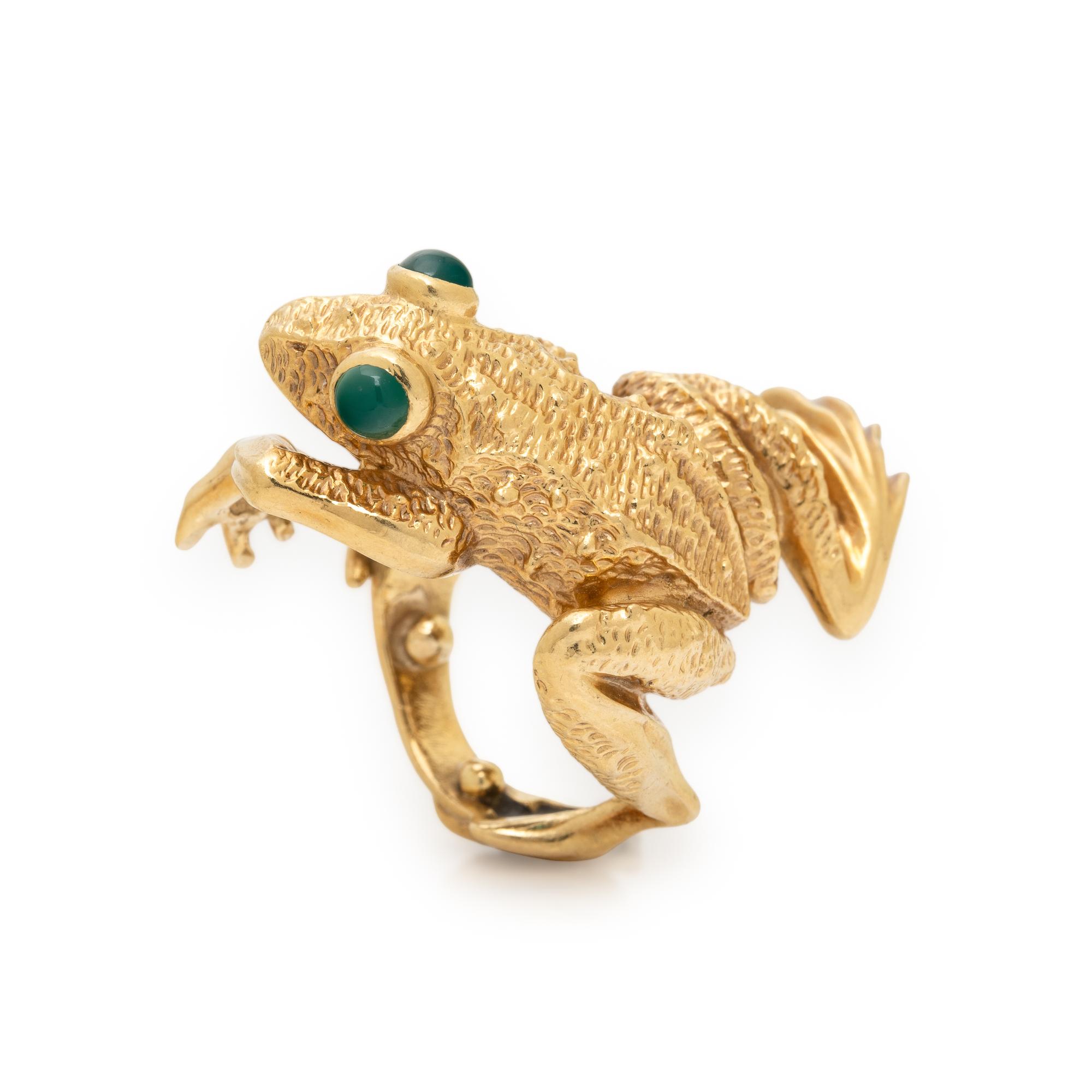 Kurt Wayne, Yellow Gold and Chrysoprase Frog Ring