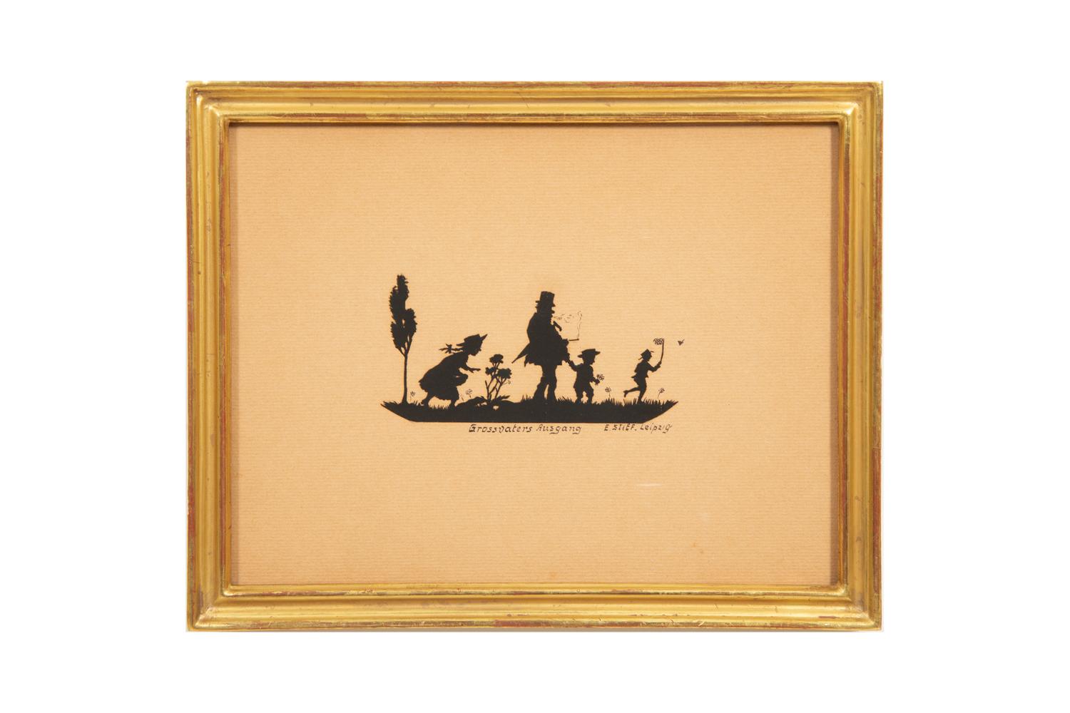 An Assemblage of Framed Paper Silhouettes Featuring 3 Beatrix Sherman Works