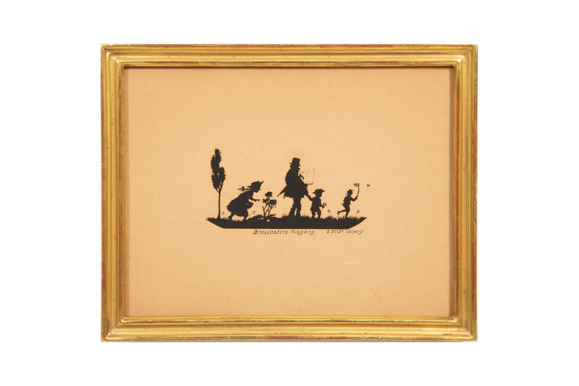An Assemblage of Framed Paper Silhouettes Featuring 3 Beatrix Sherman Works