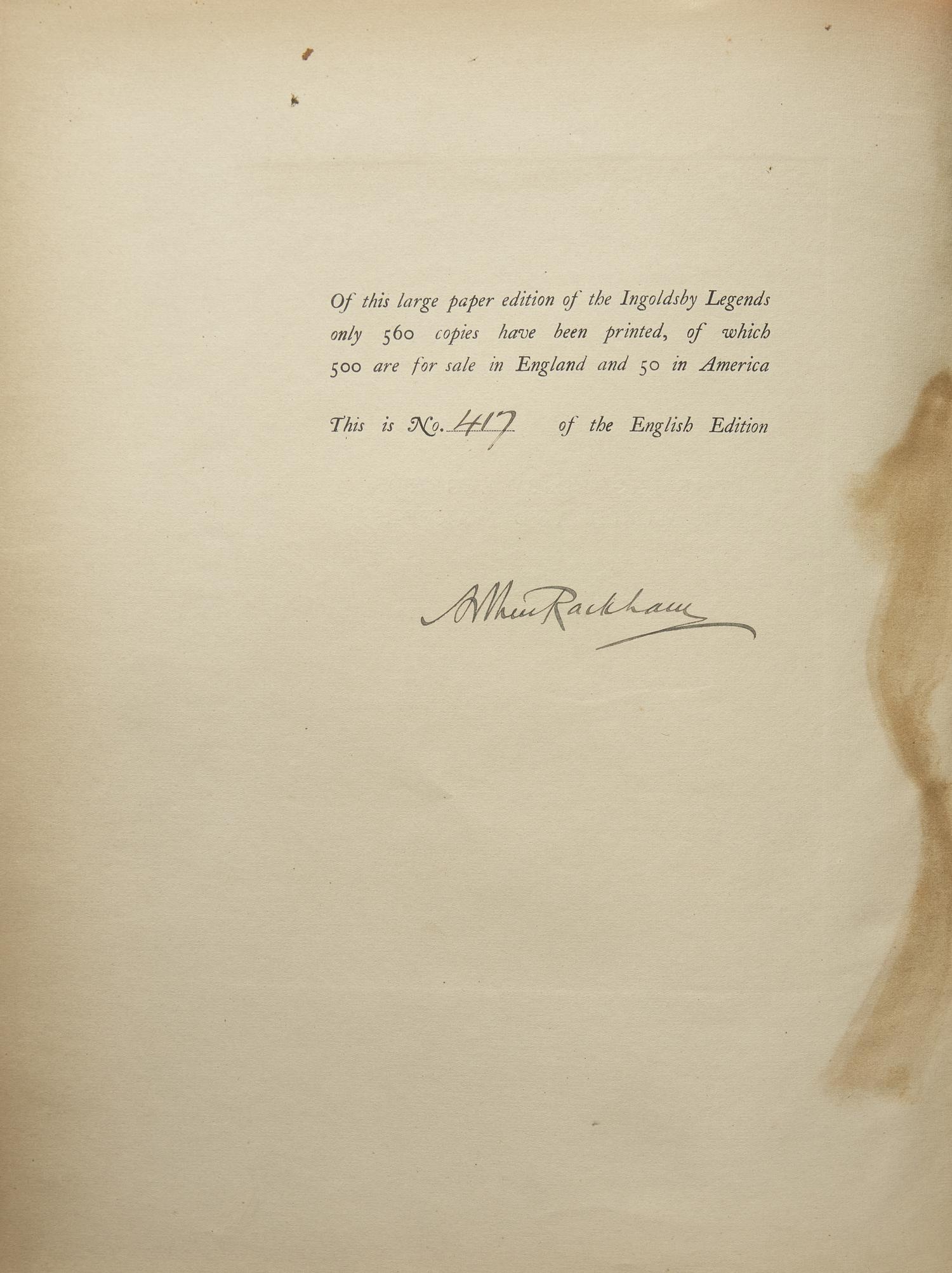 [Rackham, Arthur] Ingoldsby, Thomas. The Ingoldsby Legends or Mirth & Marvels