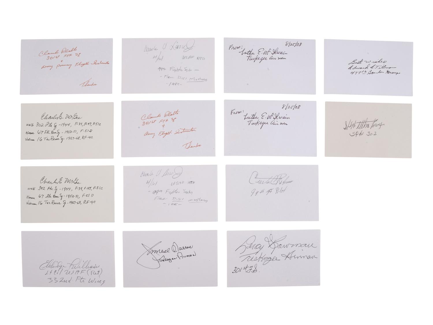 [TUSKEGEE AIRMEN]. A group of 14 Tuskegee Airmen signatures.