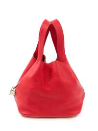 An Hermès Rouge Taurillon Clemence Picotin Lock GM Bag, 8.5" x 10.5" x 10.5"; Handle drop: 9".