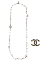 Chanel Pearl and Chain Necklace and Chanel Pin, 2013-14