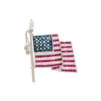 SAPPHIRE, RUBY AND DIAMOND FLAG BROOCH