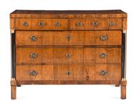 An Empire Walnut and Parcel Ebonized Commode