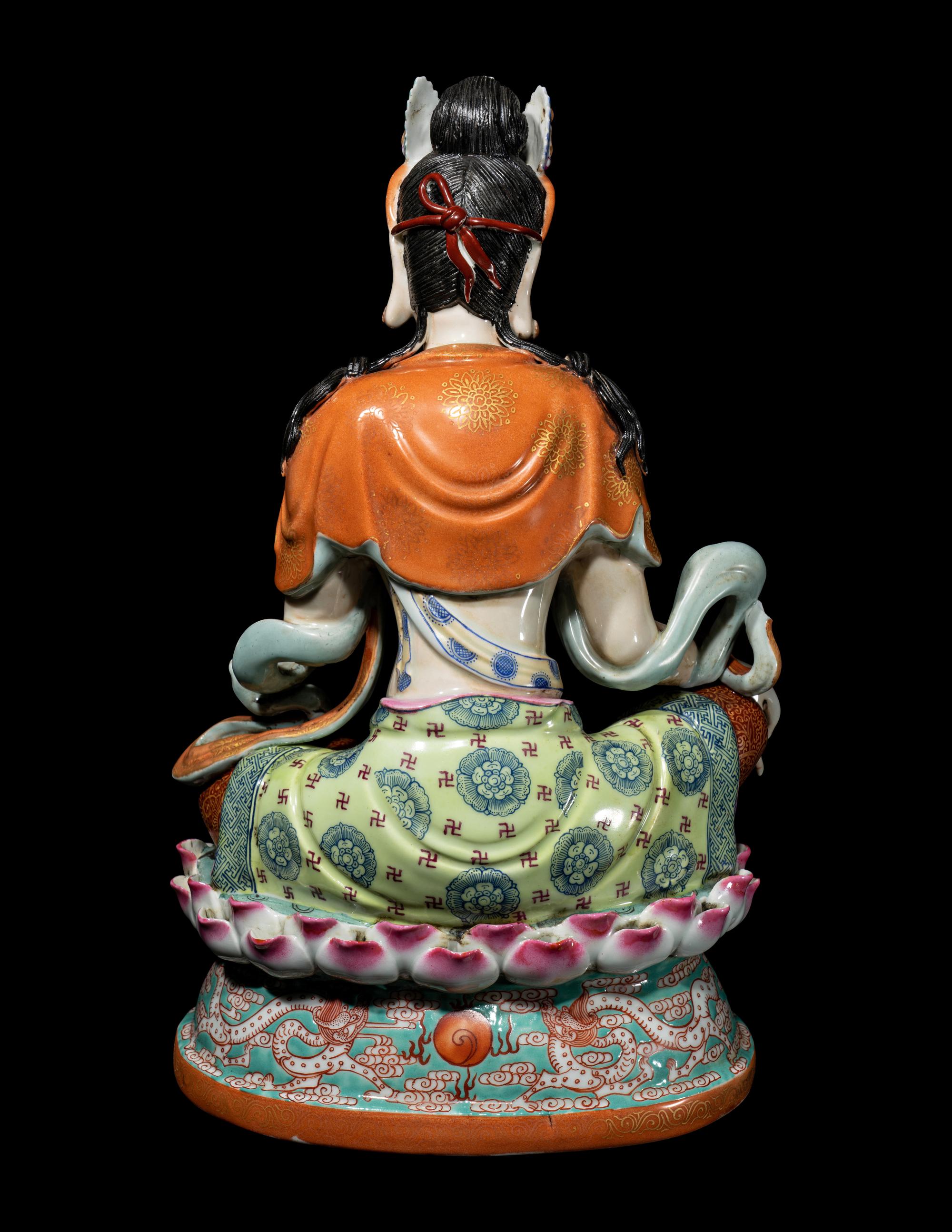A Chinese Famille Rose Porcelain Figure of Guanyin