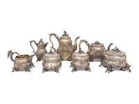 A George IV Six-Piece Britannia Silver-Gilt Tea and Coffee Service